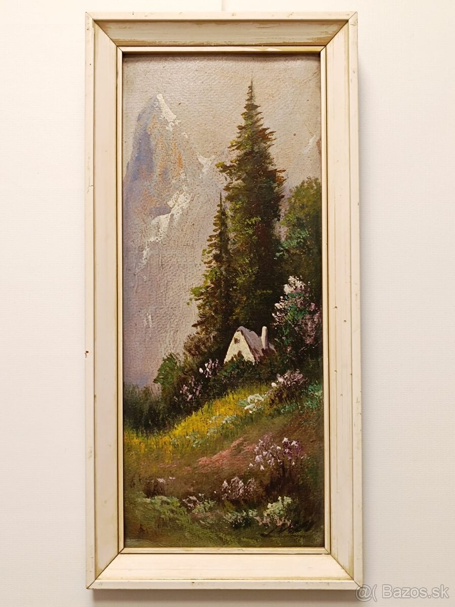 Obraz - Vysoké Tatry, originální olejomalba na desce 40x2