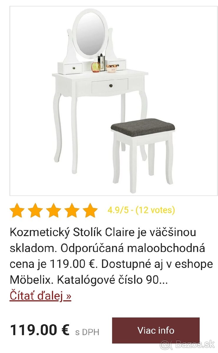 Toaletný / kozmetický stolík