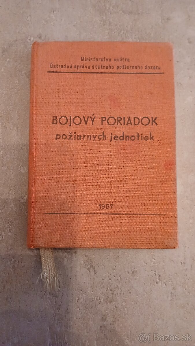 Kniha príručka Bojový poriadok požiarnych jednotiek 1957