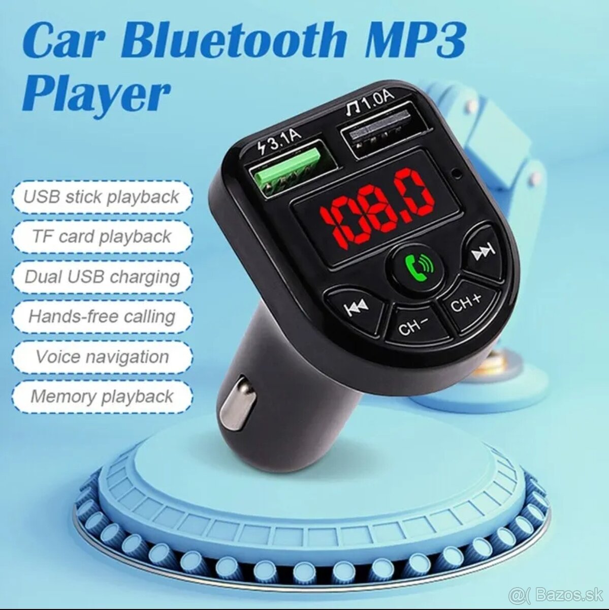 FM transmitter . bluetooth prijímač hudobný prehrávač do aut