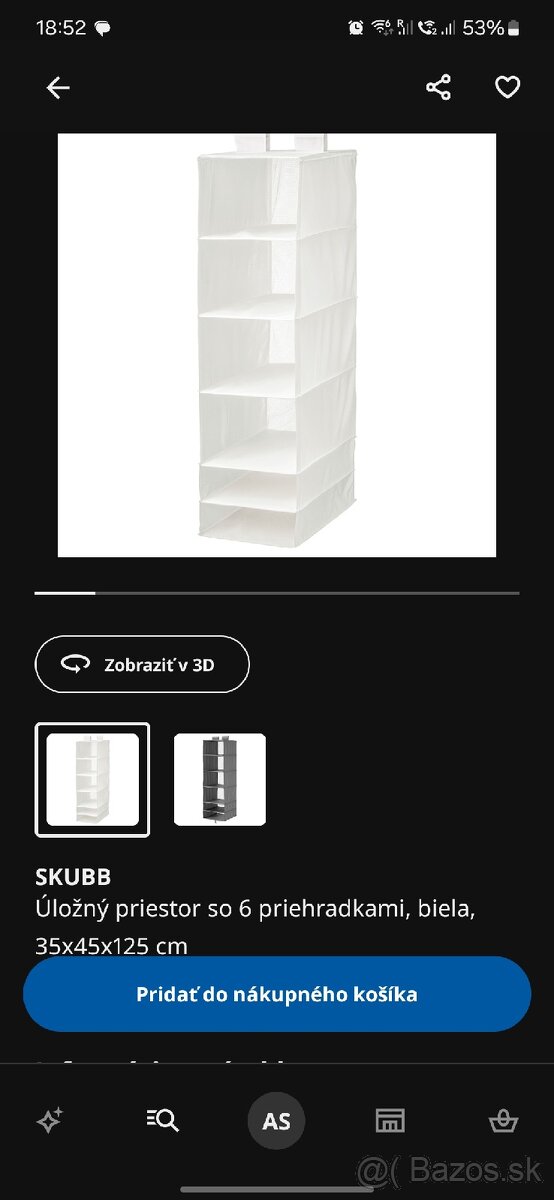 Úložný závesný priestor Ikea skubb