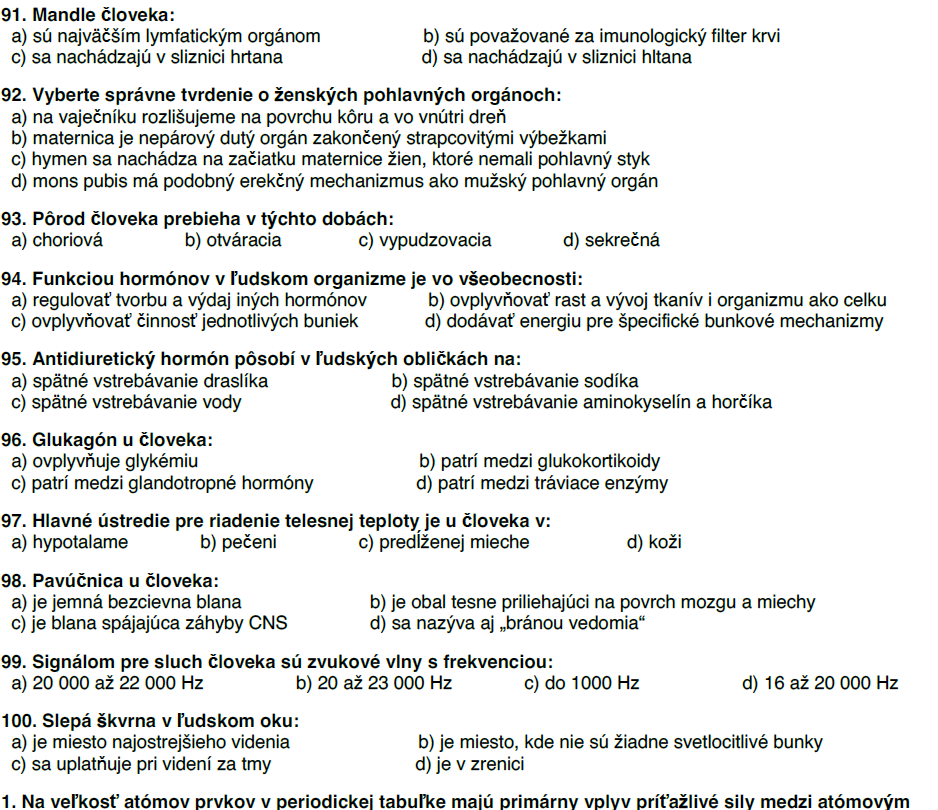 Prijímačkový test- BIO+ CHEM- LF UPJŠ v Ke