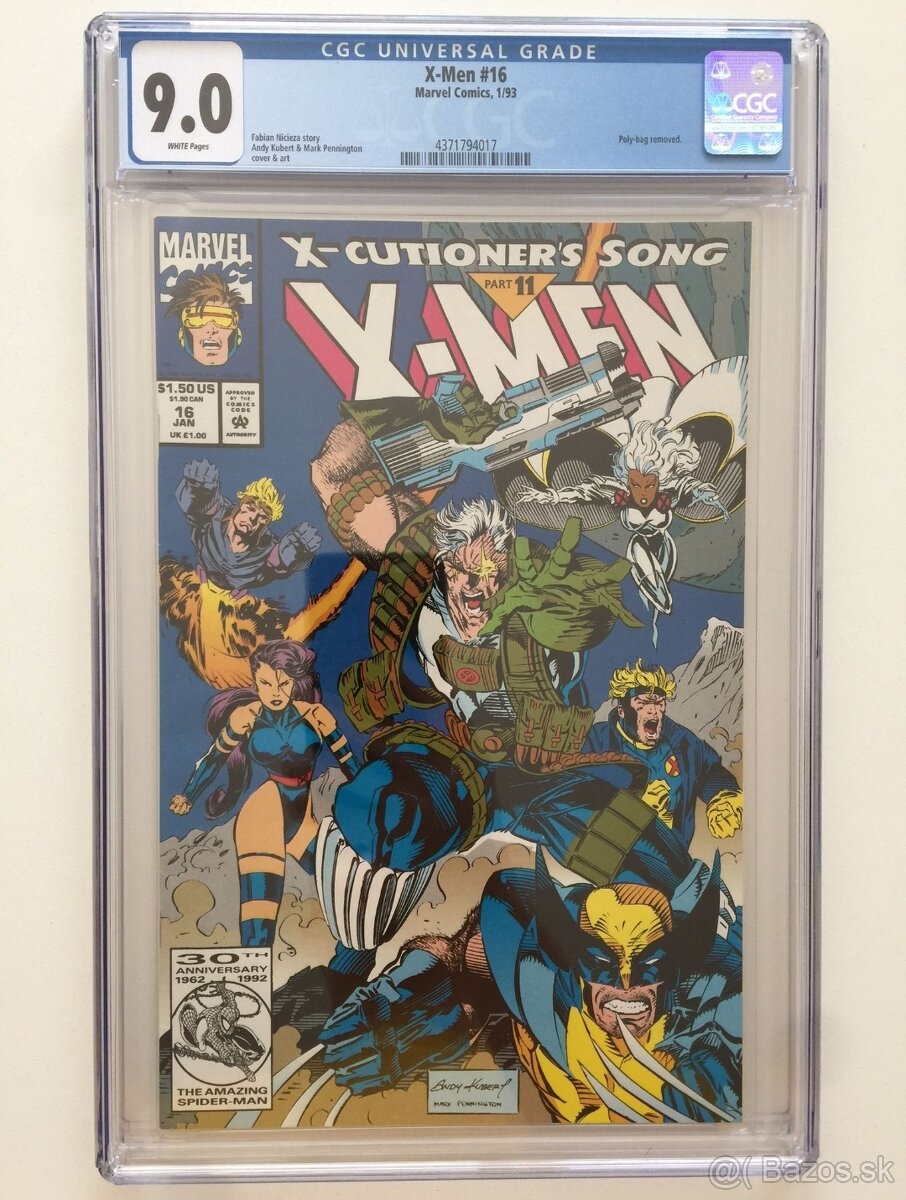 Komiks X-Men #16, Marvel, rok 1993, CGC 9.0