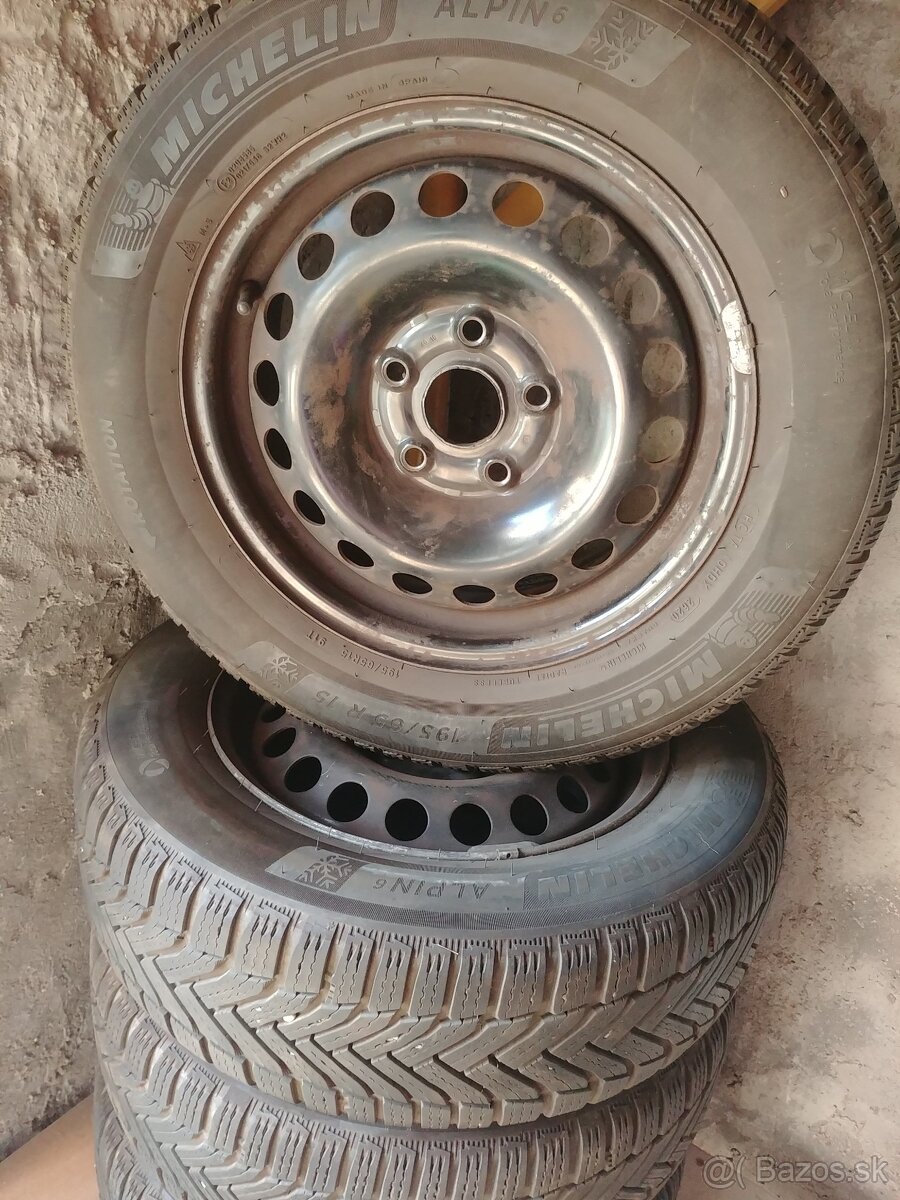 195/65 R15 SADA ZIMNÝCH PNEU NA DISKOCH MICHELIN ALPIN 6