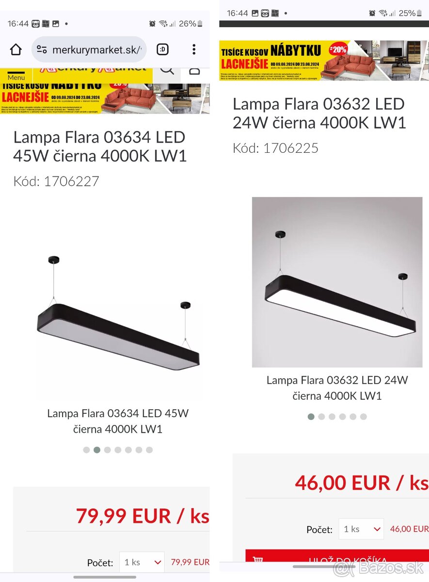 2x LED Lampa 120 a 60cm