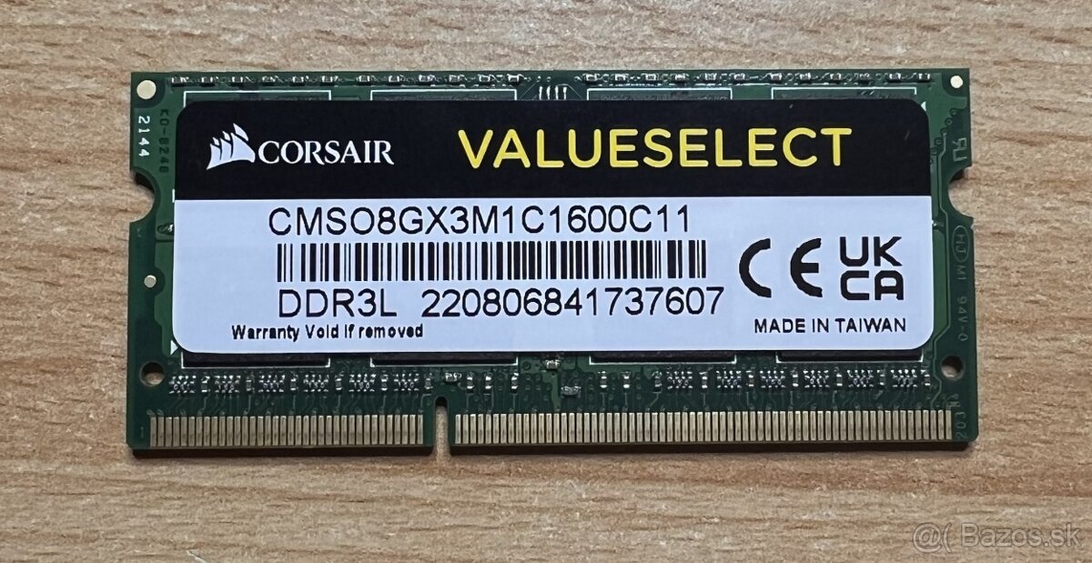 8GB - DDR3 - PC3-12800 - 1600MHz - SODIMM - Corsair