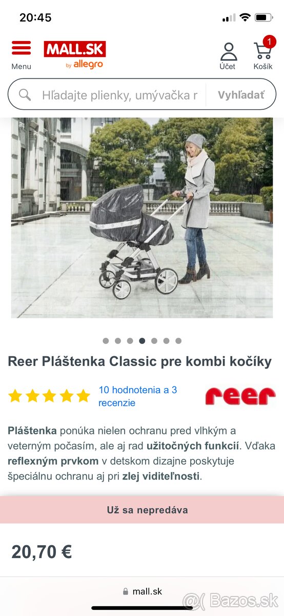 Reflexná pláštenka na kočík Reer