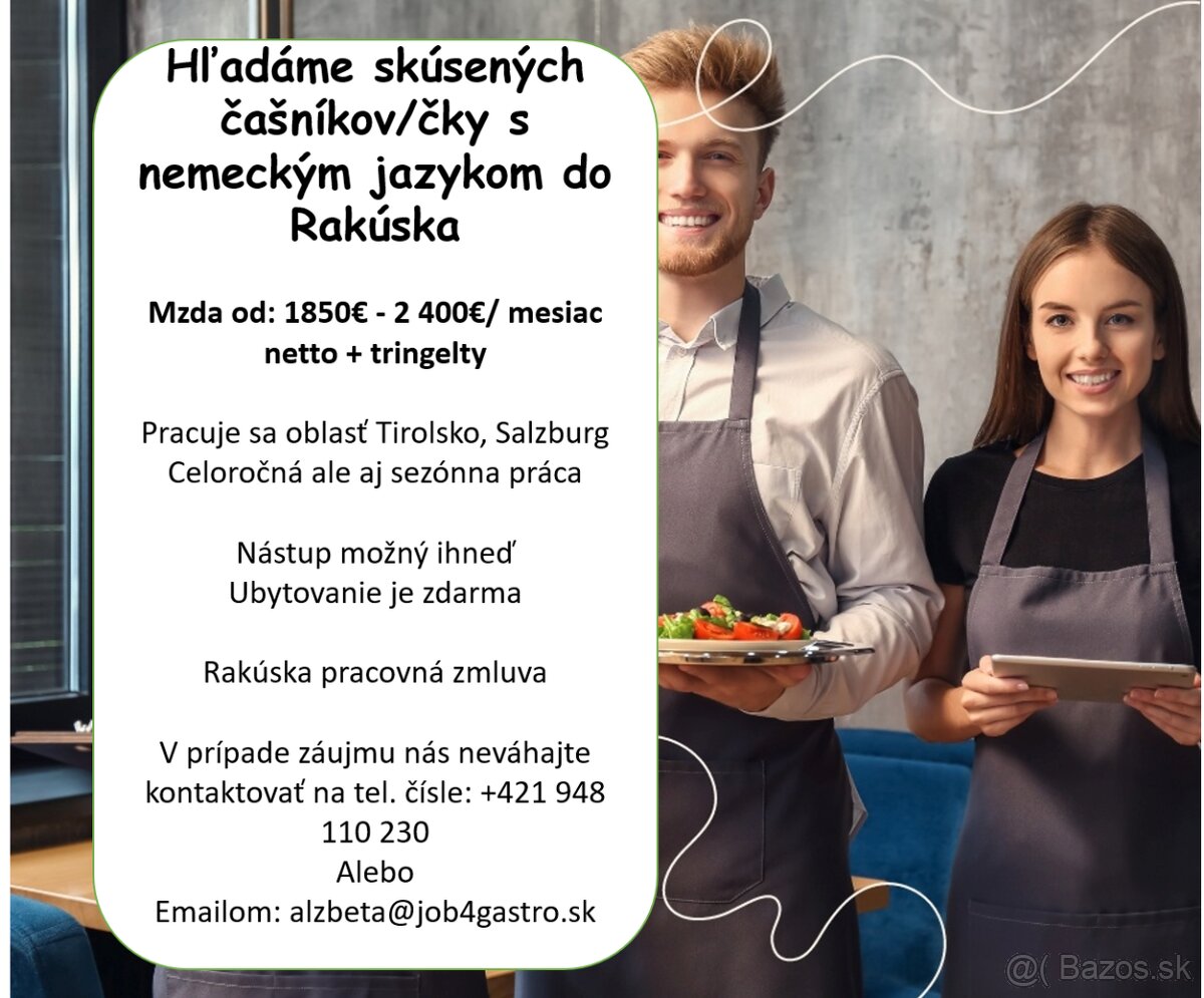 Čašník/čašníčka chef de rang Rakúsko - Tirol