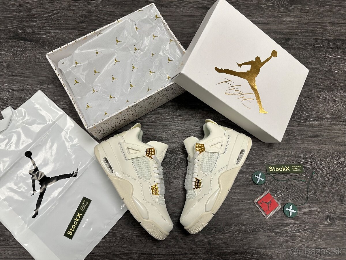 Air Jordan 4 Retro Gold And White tenisky full box