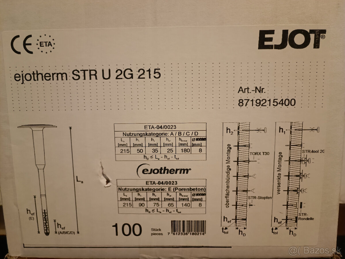 EJOTHERM STR U 2G Univerzálna skrutkovacia kotva