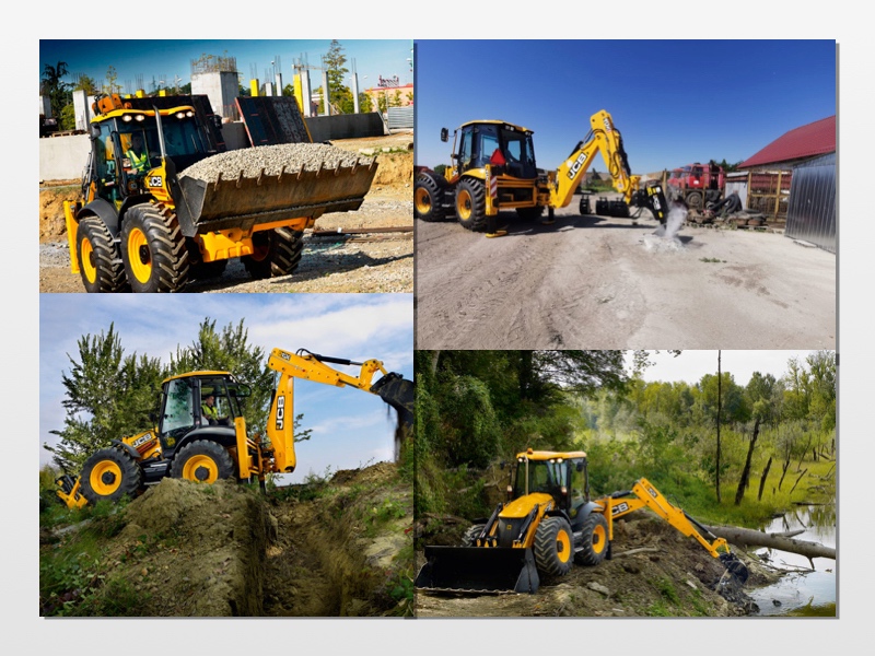 bager JCB 4CX, zemné výkopové a búracie práce, prípojky