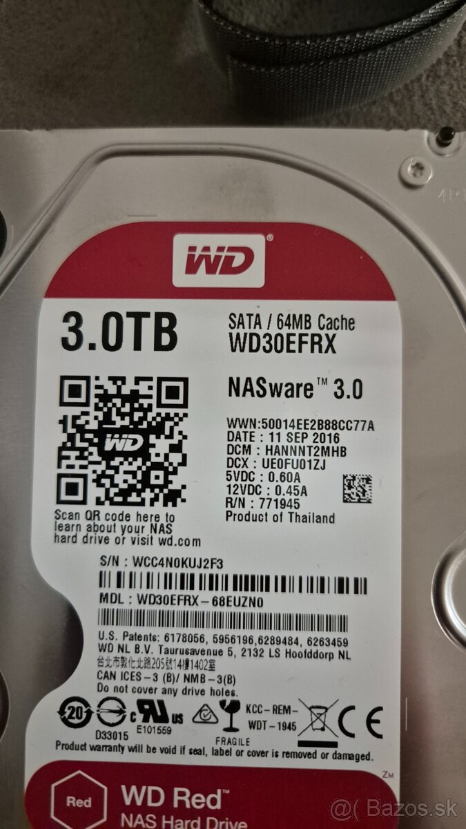 DISK 3 TB WD RED , vhodný pre NAS