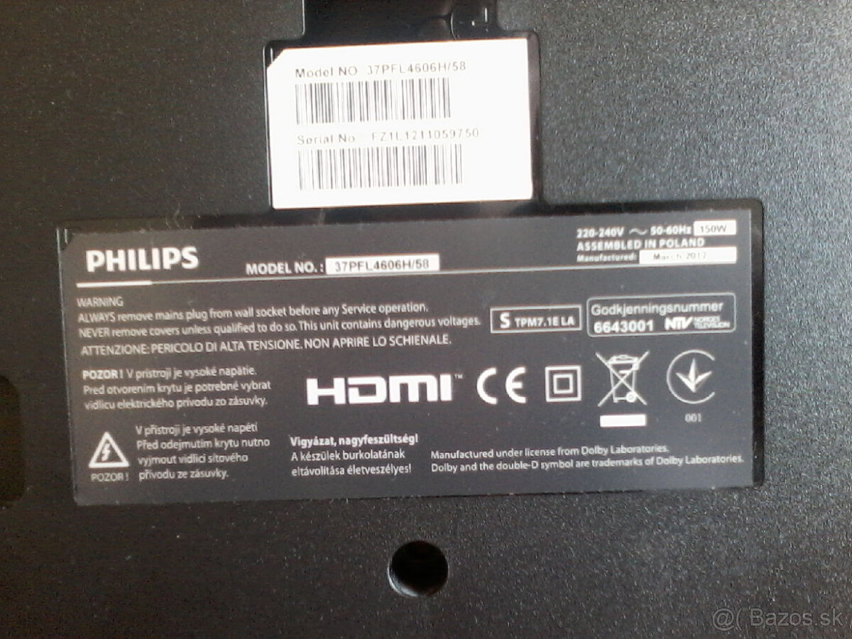 Philips 37PFL4606H/58 na opravu, či diely