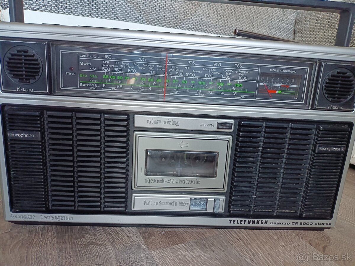 Telefunken Bajazzo CR800 stereo radiomagnetofon retro kazeťá