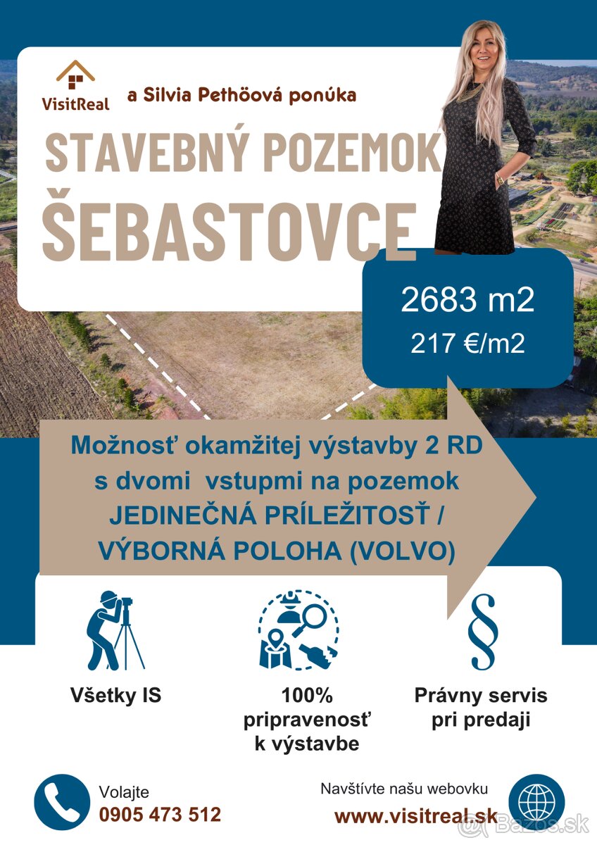 Stavebný pozemok Košice - Šebastovce okamžitá výstavba, 2 RD