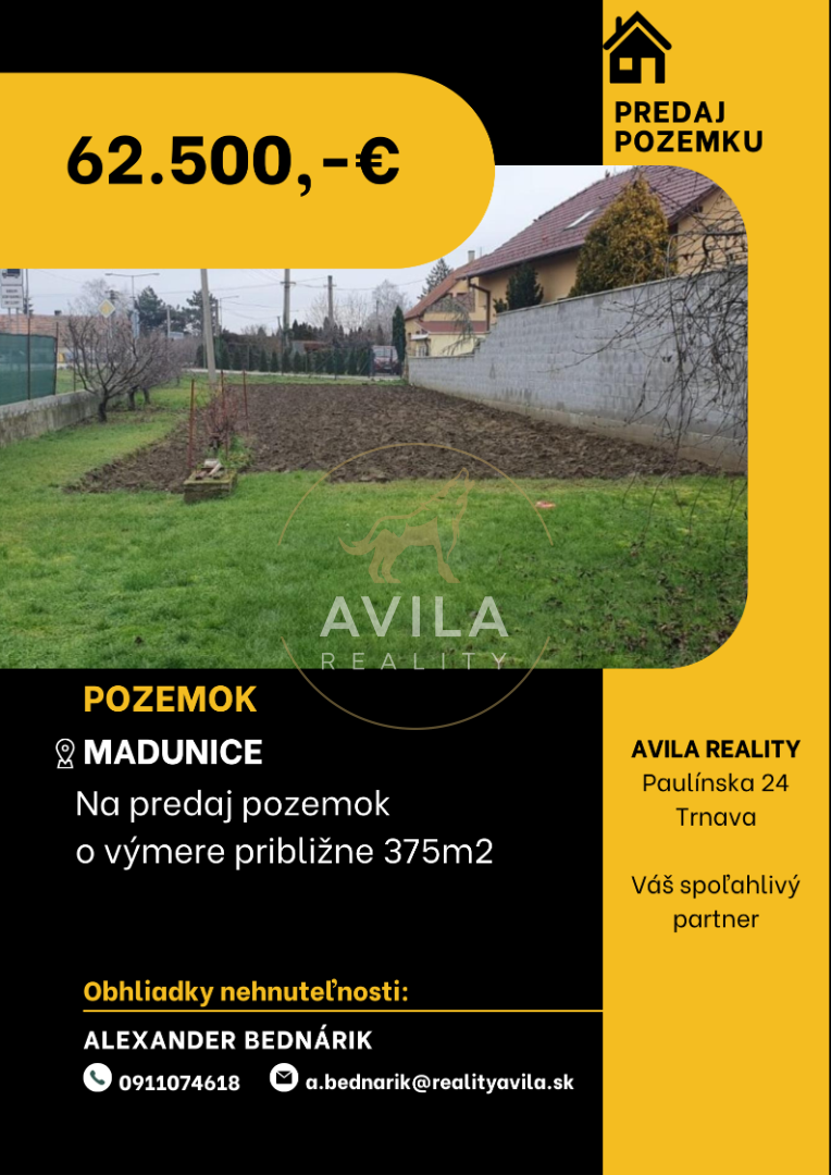 NA PREDAJ: pozemok 375m2 - Madunice