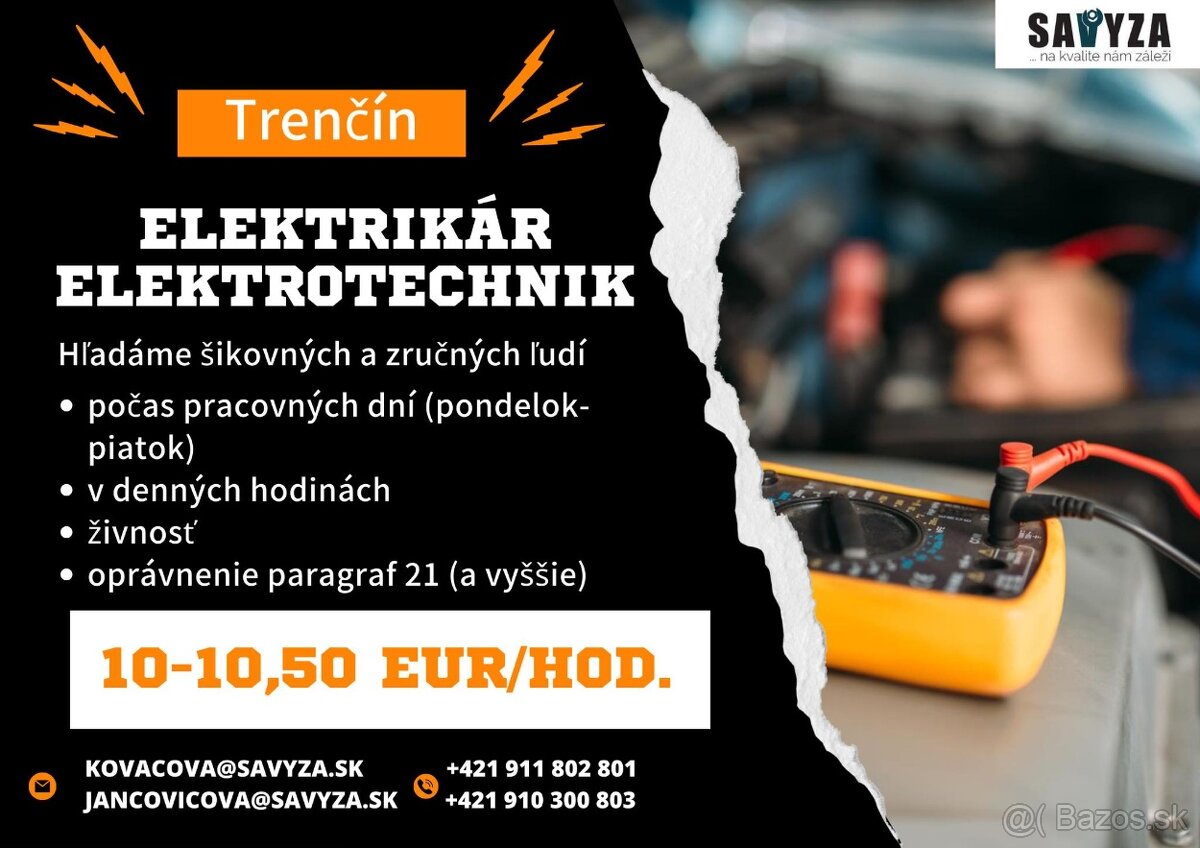 Autoelektrikár/Elektrikár/Elektrotechnik 10€-10,50€
