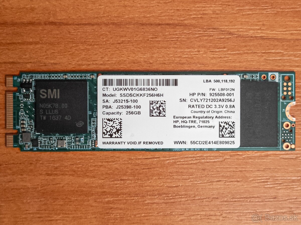 Intel 256 GB SSD m.2 SATA