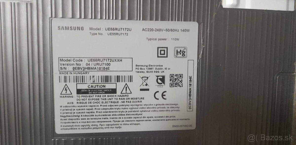 Náhradné diely na TV SAMSUNG  UE55RU7172U