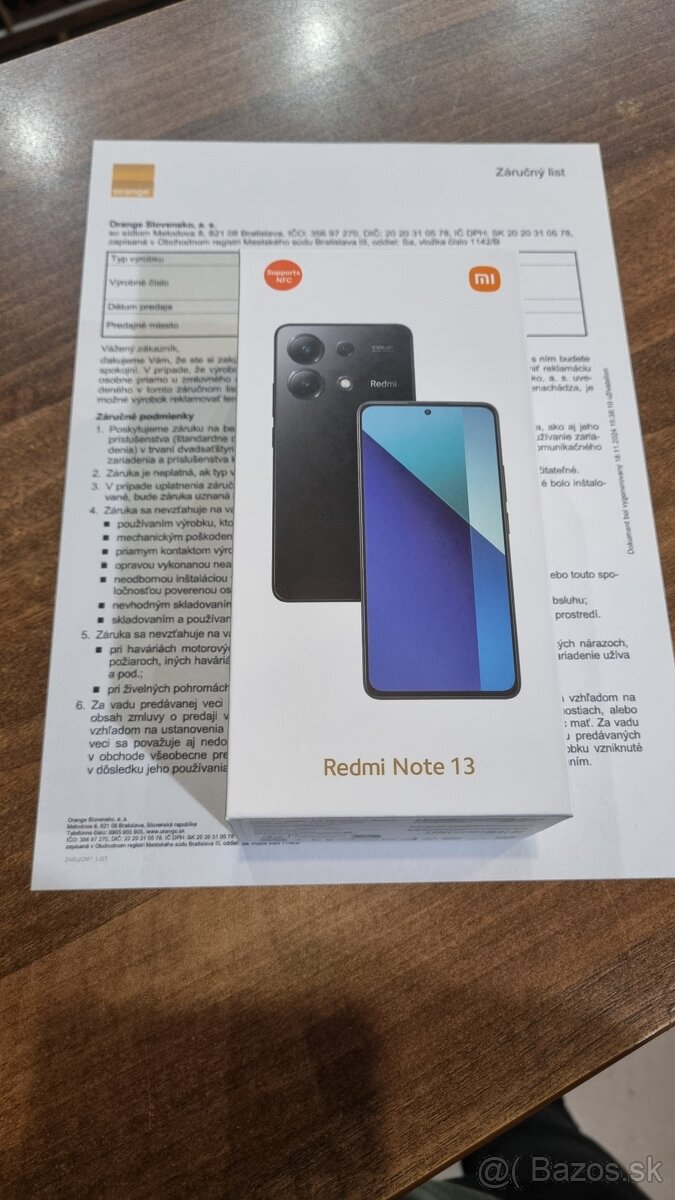 Xiaomi Redmi Note 13 6/128GB zabalený ,záruka 2r