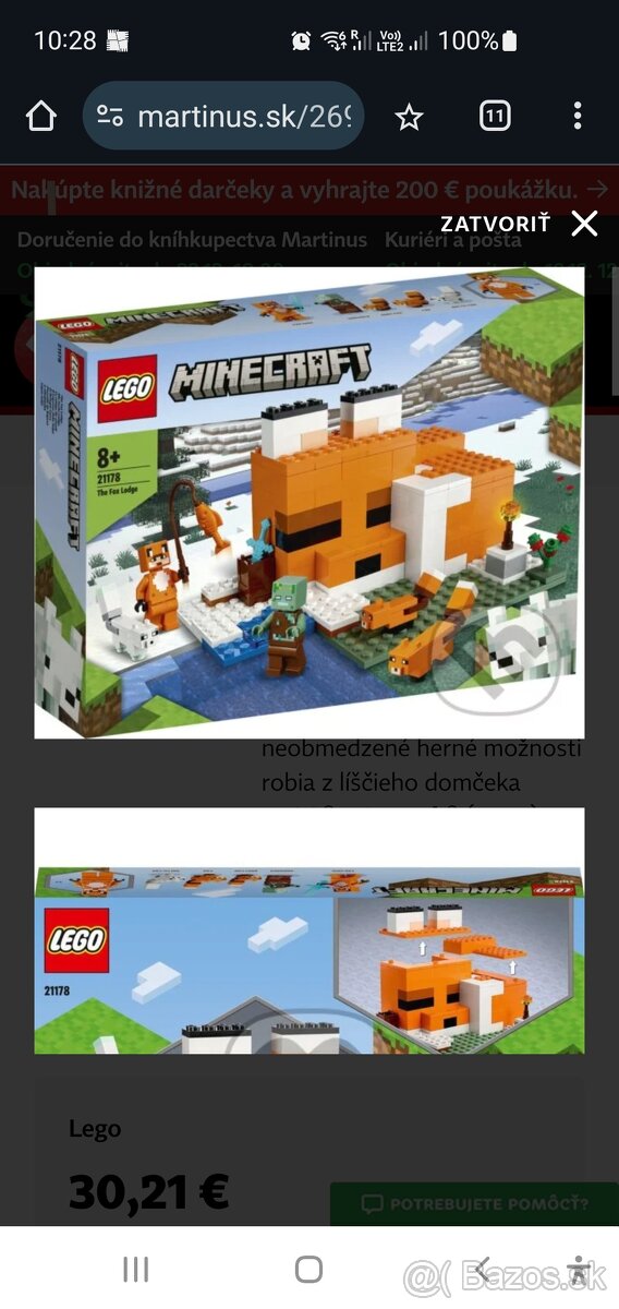 Lego Minecraft 21178 Lisci domcek NOVE