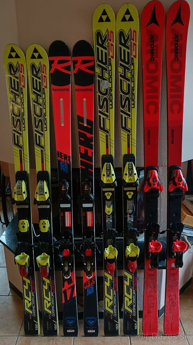 Pretekové lyže Atomic, Rossignol a Fischer 150 až 166cm