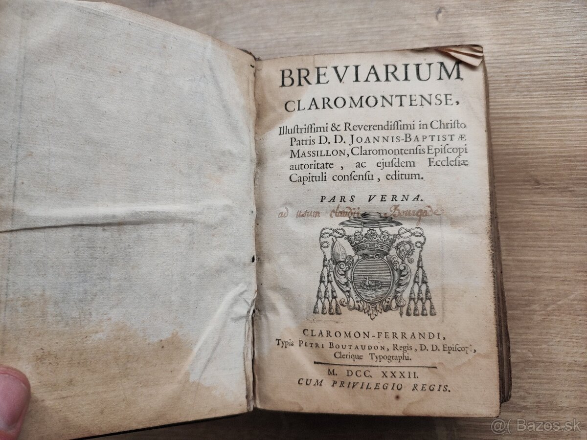 Breviarium Claromontense 1732 modlitebná kniha