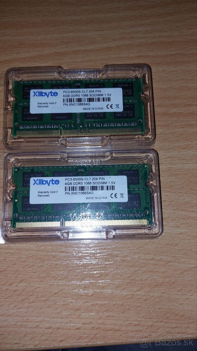 2x 4GB DDR3 SODIMM 1066MHz, 1.5V