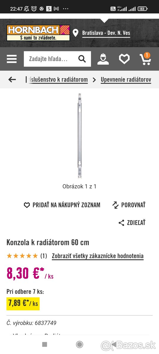 Konzola k radiátorom 60 cm