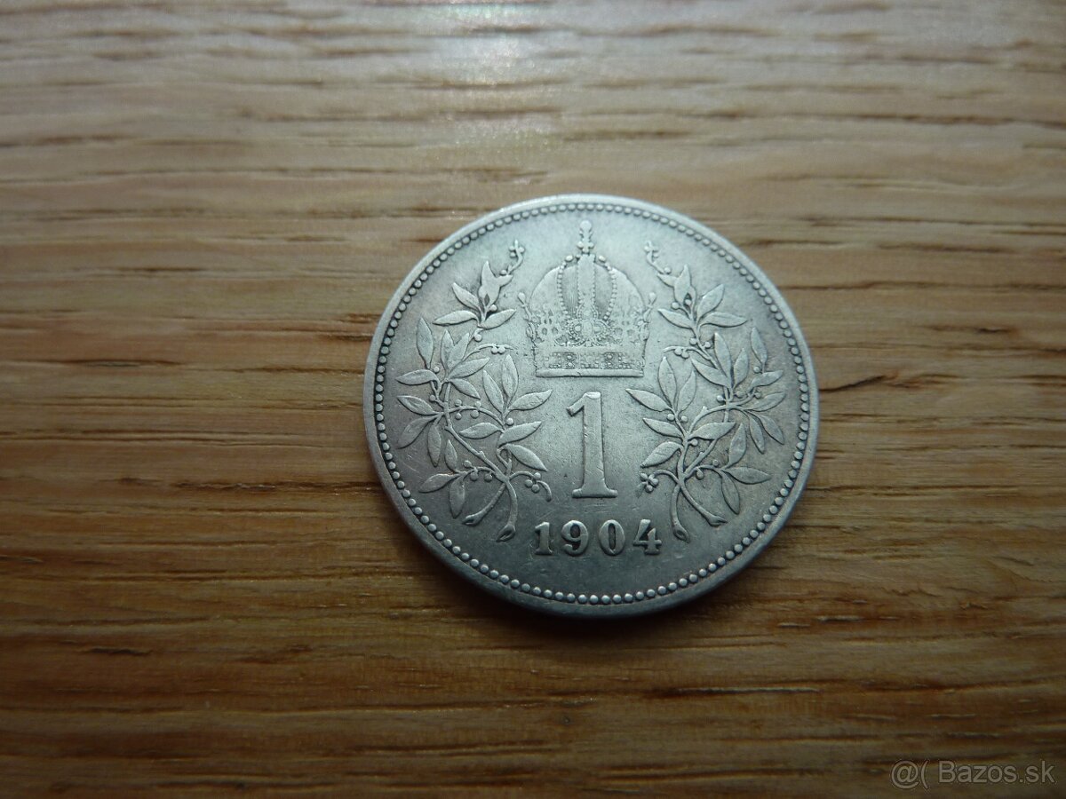 R-U vzácnejšia 1 koruna 1904 vo veľmi peknom stave