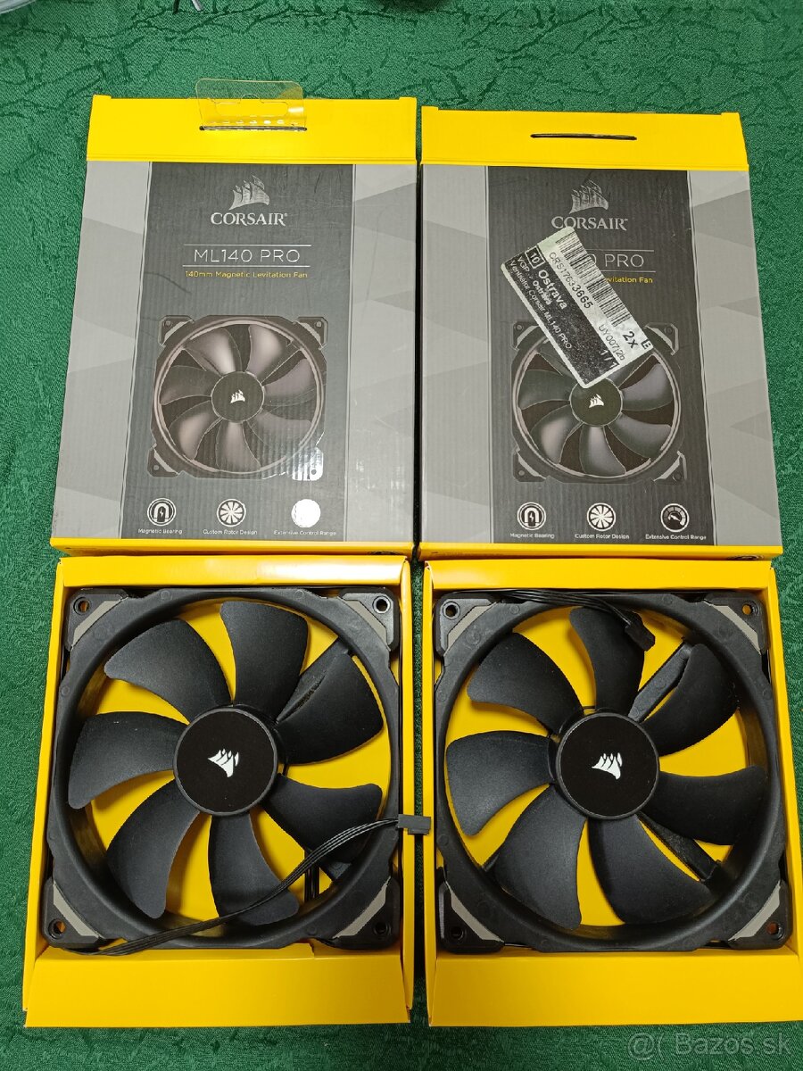 2x PC ventilátor Corsair ML140 PRO + filtry Akasa