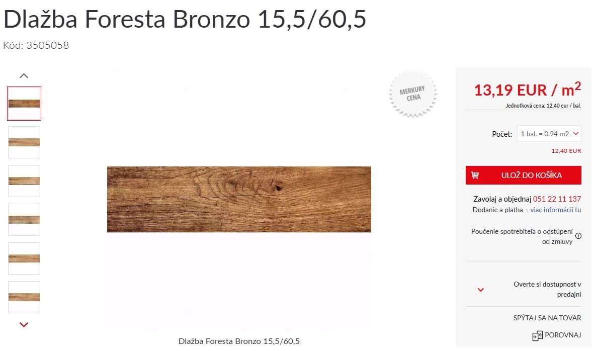 Dlažba imitácia dreva Foresta Bronzo 15,5x60,5 cm