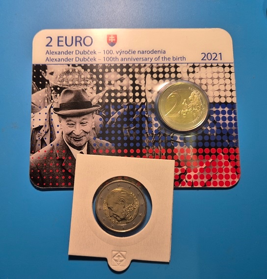 Dubček, coincard, 2€