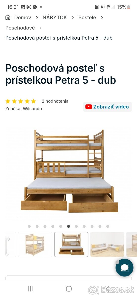 Poschodová posteľ pre 3deti