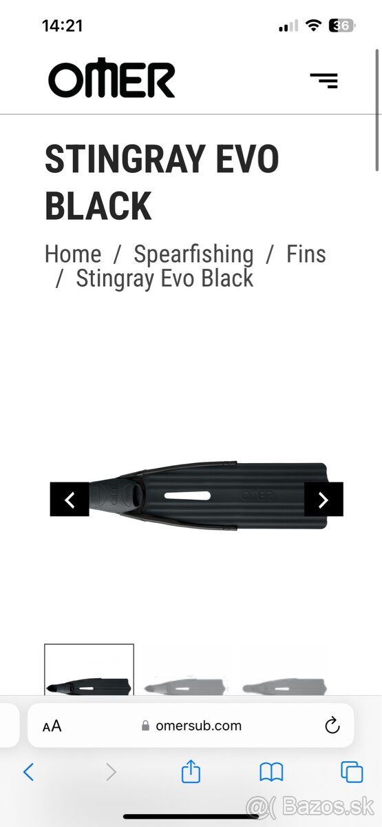 Stingray Evo Black Fins Omer / Cierne plutvy