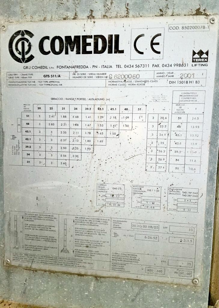 Vežový žeriav COMEDIL GTS 511/A