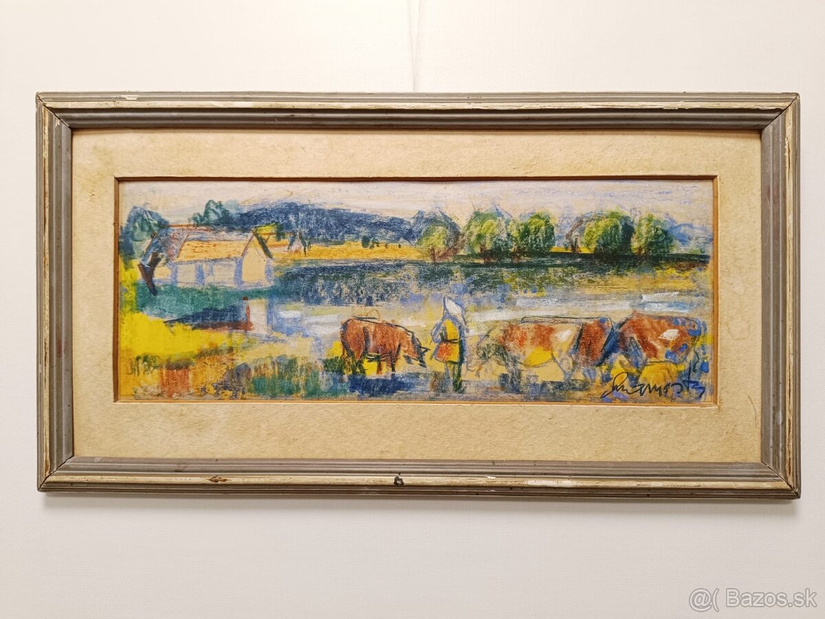 Obraz Cyril Chramosta, Tálinský rybník 1962, olej+pastel 52x