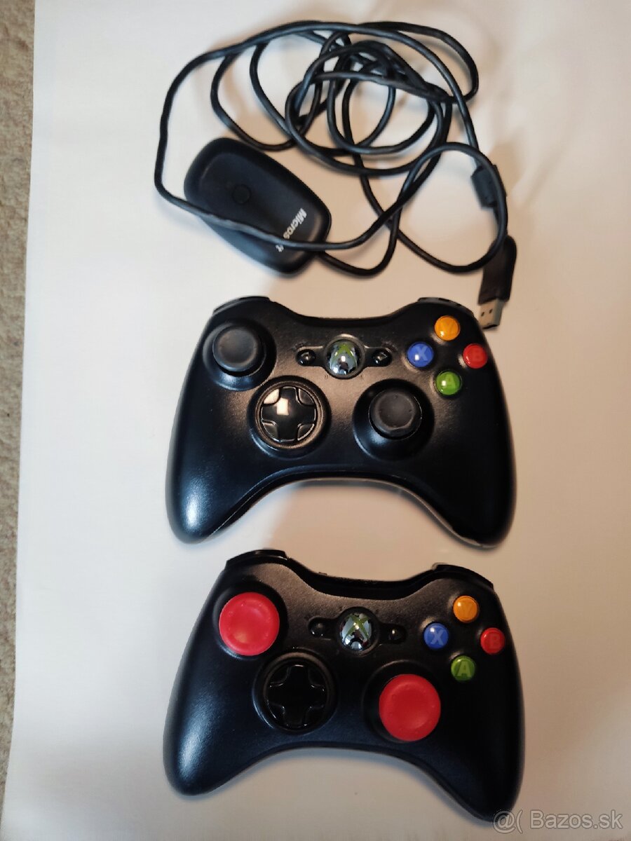 Predám 2 Xbox 360 ovládače s adapterom