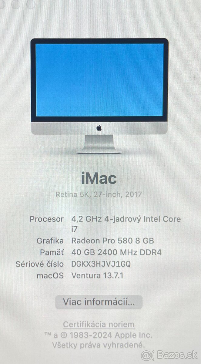 Predám iMAC 27", I7, 40GB RAM, 512GB