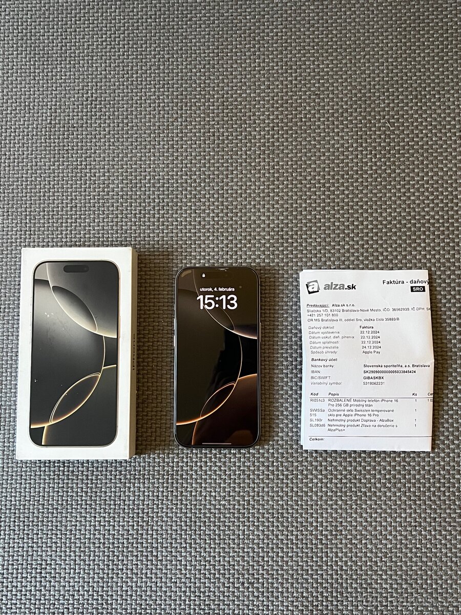 Rezervovaný - iPhone 16 PRO 256GB - DOKLAD O KÚPE - ZÁRUKA