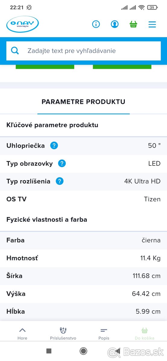 Predám Smart tv Samsung uhlopriečka 125