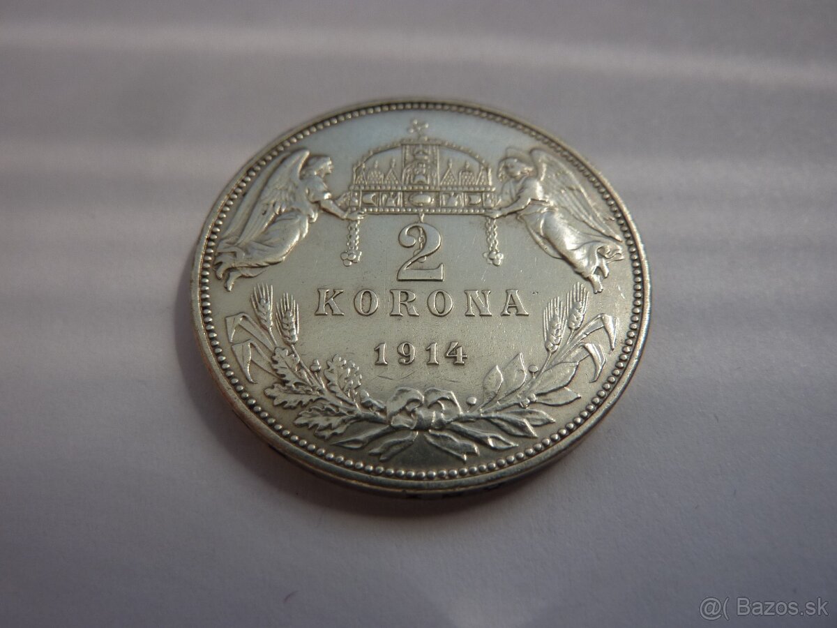 R-U Vzácna 2 koruna 1914 KB v krásnom zbierkovom stave