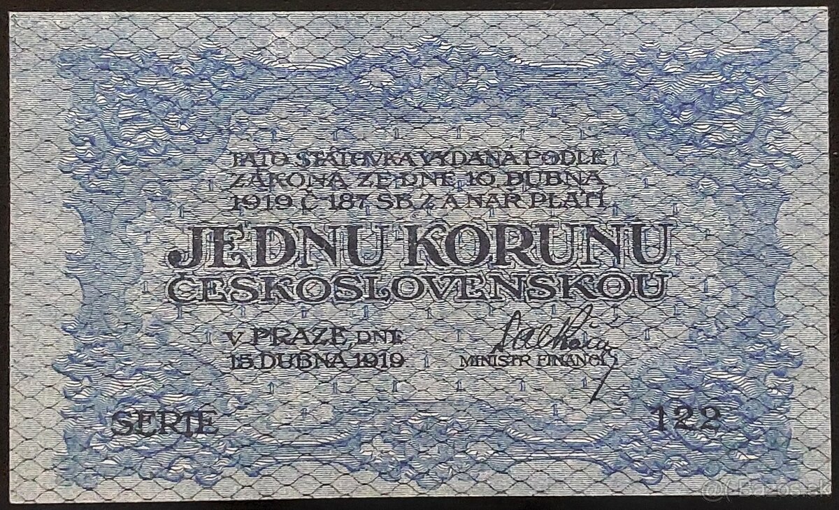 1 KORUNA ČSR ROK 1919 - VZÁCNA