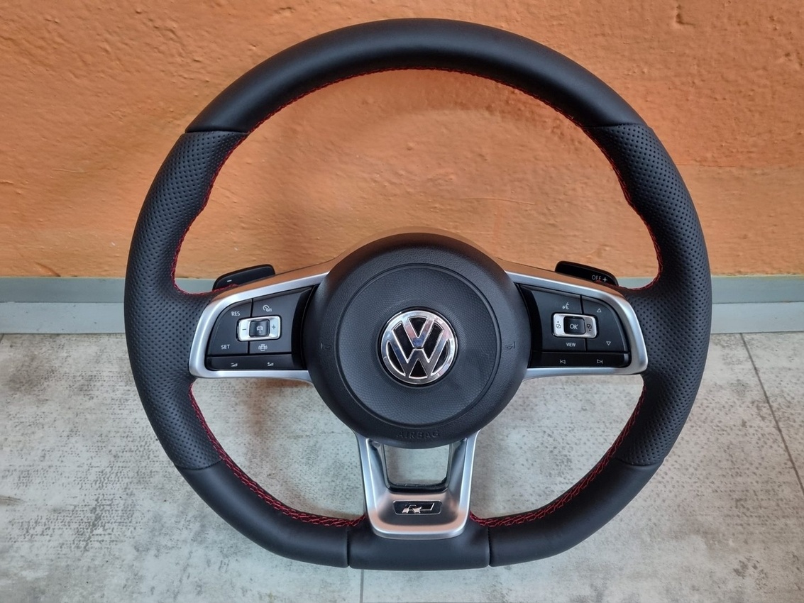 VOLANT VOLKSWAGEN R RLINE kožený ČERVENÉ PREŠÍVANIE