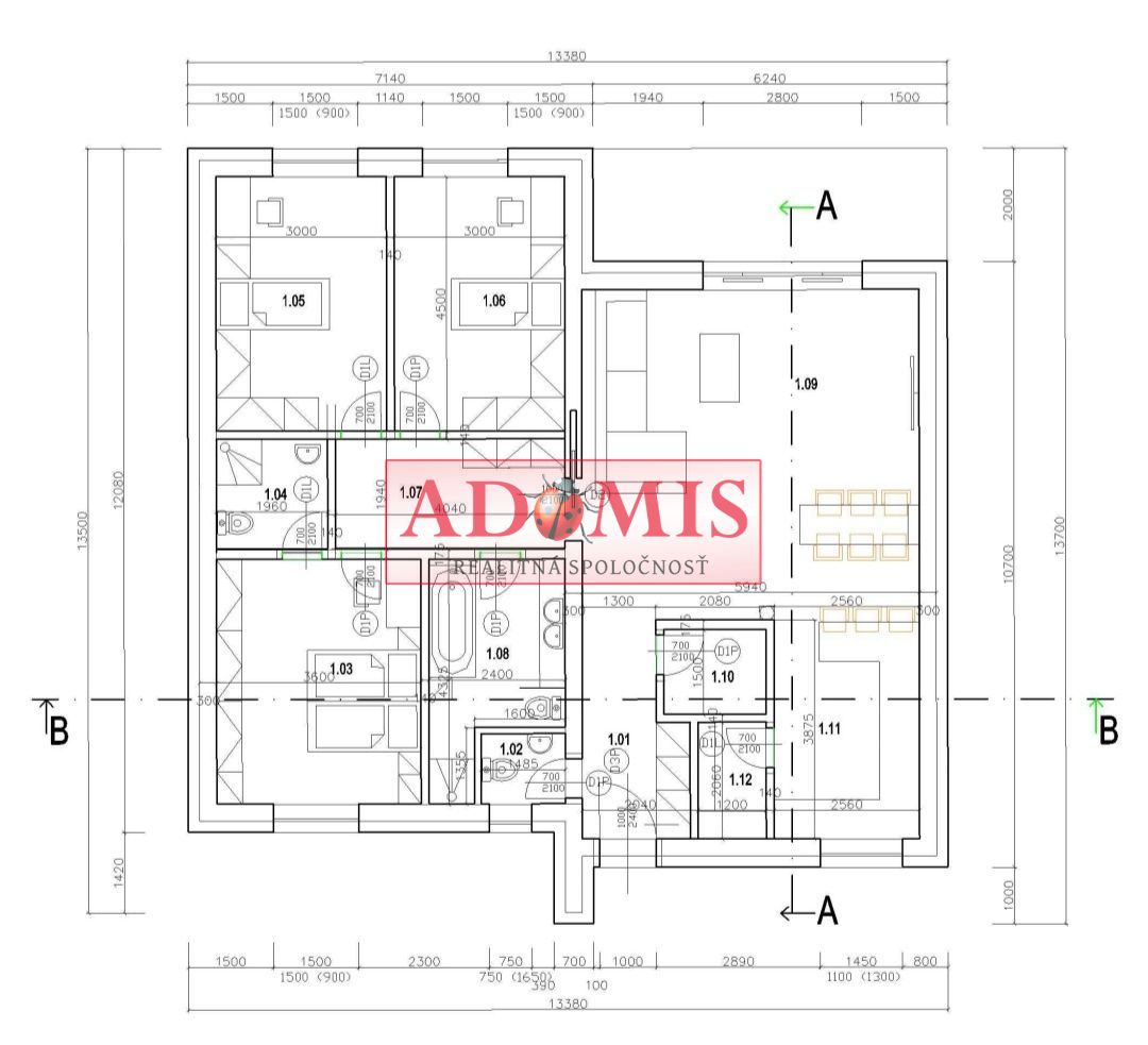 Predám 4izbový bungalov Ruskov 648m2,2x kúpeľňa,rekuperácia,