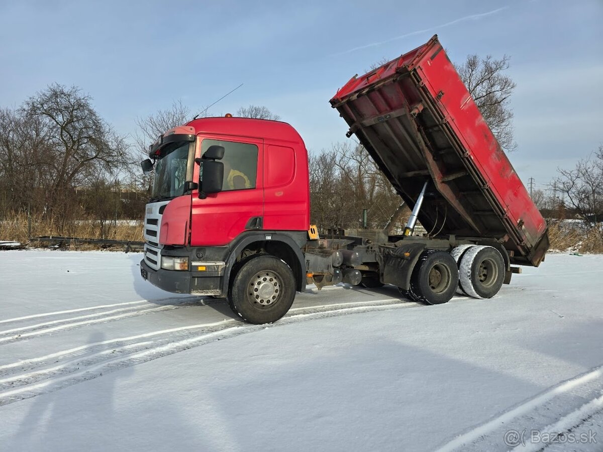 třístranný sklápěč SCANIA R420, r.v.6/2009, Euro 5, zvedačk