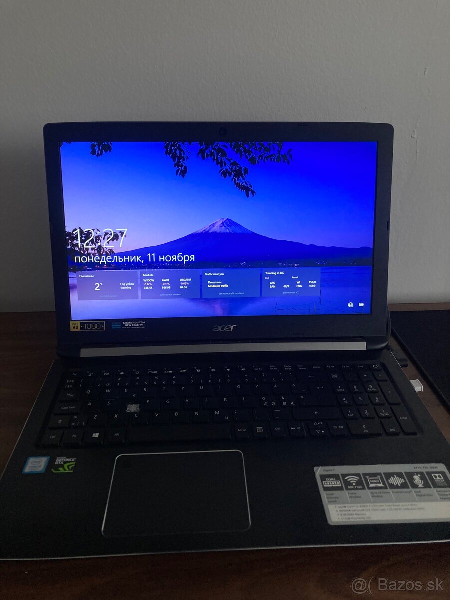 Notebook acer aspire 7 Gtx1050Ti I5-8300H 8Gb Ram 500Gb SSD