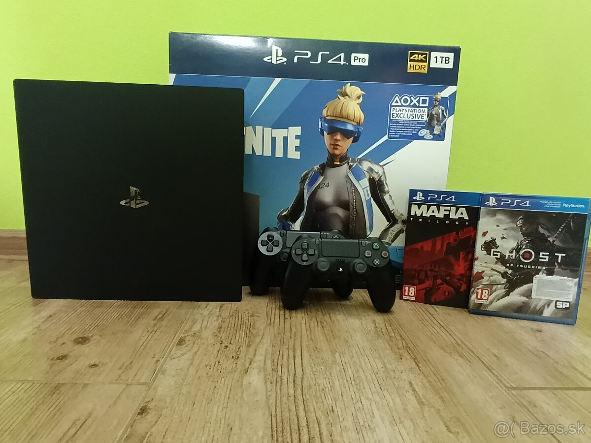 Playstation 4 Pro 1TB, 2ks ovládače, 2 ks hier