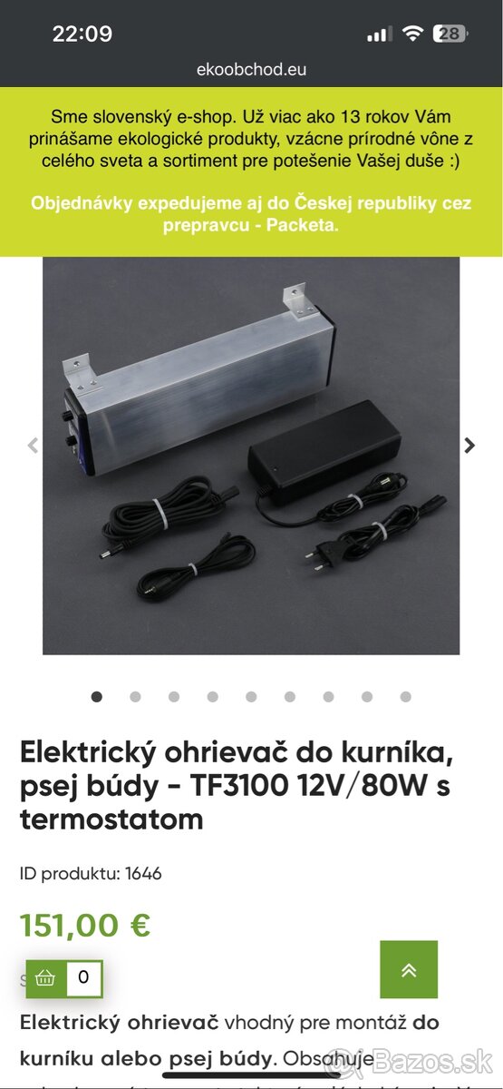 Elektrický ohrievač vhodný do kurníku alebo psej búdy