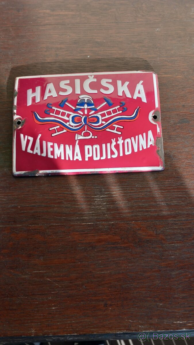 Smaltovaná cedula Hasičská vzájemná